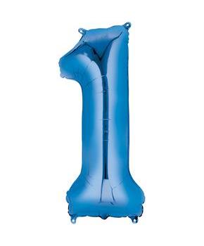 34" Number 1 Shaped Foil Balloon - Blue