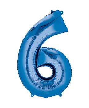 34" Number 6 Shaped Foil Balloon - Blue