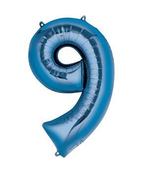 34" Number 9 Shaped Foil Balloon - Blue