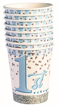 1st Birthday Blue Paper 9oz Cups (8)