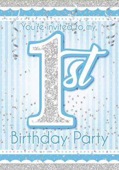 1st Birthday Blue Invitations (8)