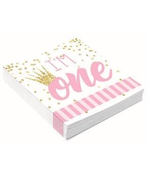 1st Birthday Pink Beverage Napkin (16)