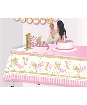 1st Birthday Pink Glitter Centerpiece (1)
