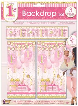 1st Birthday Pink Backdrop