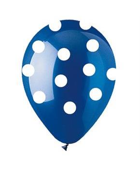Blue Polka Dot Latex Balloons (6)
