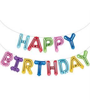 Metallic Rainbow "Happy Birthday" Balloon Banner