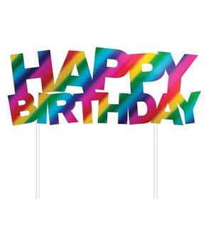 Metallic Rainbow "Happy Birthday" Cake Topper