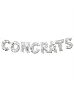 Silver 14" Balloon Letter Banner Kit - Congrats