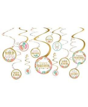 Boho Birthday Girl Foil Swirl Decoration (12)