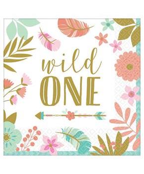 Boho Birthday Girl 1st Birthday Lunch Napkin (16)