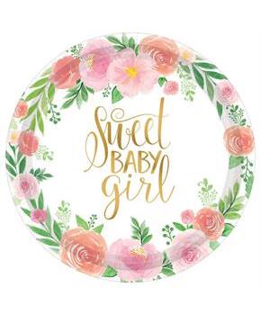 Floral Baby 7" Dessert Plates (8)