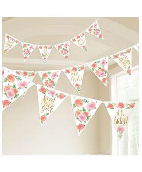 Floral Baby Pennant Banner