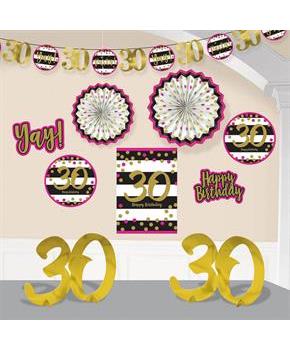 Pink & Gold 30th Birthday Room Decoration Kit