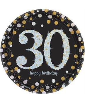 Sparkling Celebration Plate 7" Dessert Plates 30th (8)