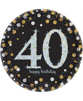Sparkling Celebration 7" Dessert Plates 40th (8)