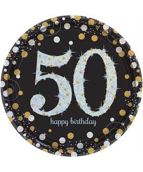 Sparkling Celebration 7" Dessert Plates 50th (8)