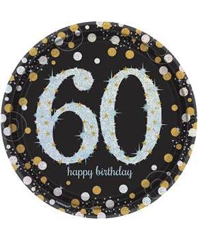 Sparkling Celebration Plate 9" Lunch Plates 60th (8)
