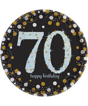 Sparkling Celebration Prismatic 9" Plates 70th (8)