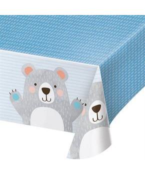 1st Birthday Bear Plastic Tablecover 54" x 102" (1)