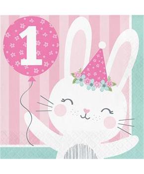 1st Birthday Bunny '1st Birthday' Lunch Napkin (16)