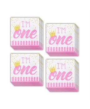Royal Princess 1st Birthday Beverage Napkins (48)
