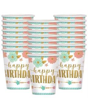 Boho Birthday Girl Cups 9oz (24)