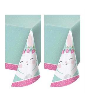 1st Birthday Bunny Plastic Tablecovers 54" x 102"