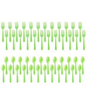 Forks & Spoons - Lime Green (24 Each)