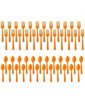 Forks & Spoons - Orange (24 Each)