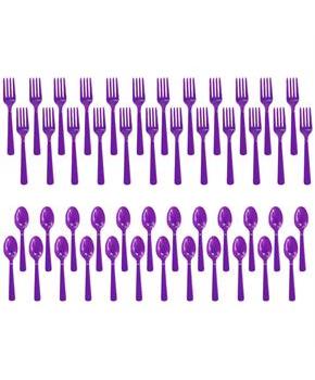 Forks & Spoons - Purple (24 Each)