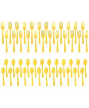 Forks & Spoons - Yellow (24 Each)
