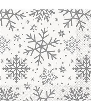 Silver & Gold Holiday Snowflake Lunch Napkin (16)