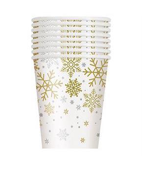 Silver & Gold Holiday Snowflake 9oz. Cup (8)