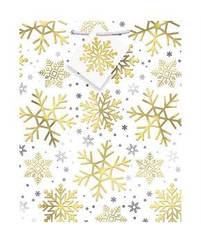 Foil Silver & Gold Holiday Snowflake Medium Giftbag  