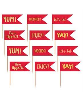 Red and Gold Cupcake Toppers (24)