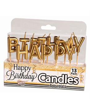 Metallic Gold Happy Birthday Candles (13)