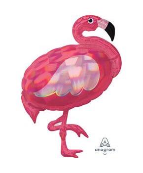 33 Iridescent Pink Flamingo Shp - Pkg Foil Balloon