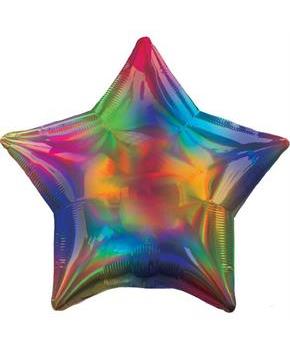 19 Iridescent Rainbow Star - Flt Foil Balloon