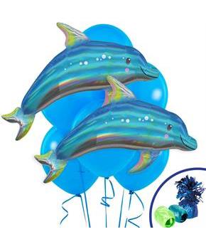 Iridescent Blue Dolphin Jumbo Balloon Bouquet