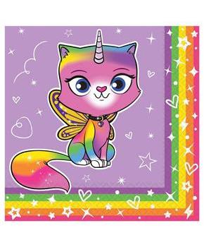 Rainbow Butterfly Unicorn Kitty Beverage Napkins (16)