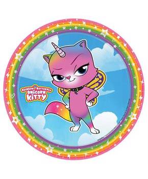 Rainbow Butterfly Unicorn Kitty 7 Plates (8)