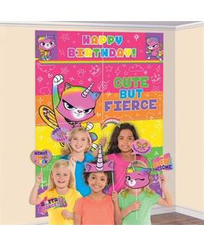 Rainbow Butterfly Unicorn Kitty Scene Setter Wall Decoration With Photo Props