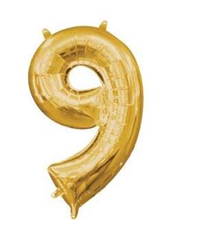 Balloon Air/Filled Num 9 Gld