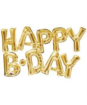 Balloon Air/Filled Hpy Bday Gld