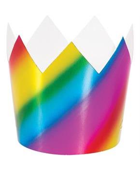 Rainbow Foil Plastic Crowns (8)