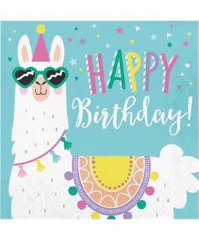 Llama Party Happy Birthday Lunch Napkin (16)