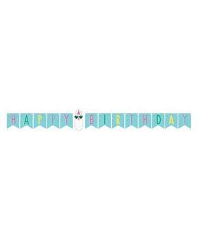 Llama Party 7.5" x 70" Happy Birthday Banner
