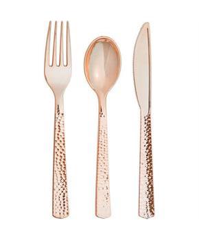 Rose Gold Assorted Hammered Cutlery
