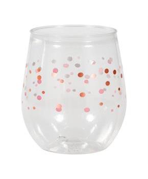 Rose All Day 14 oz Polka Dots Plastic Stemless Win