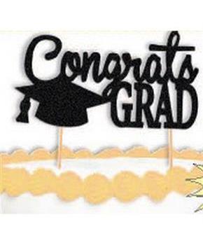 Black Congrats Grad Cake Topper
